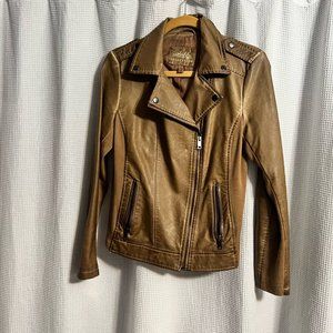 Sebby Collection Faux Leather Aviator Jacket